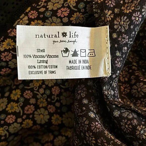 NATURAL LIFE DITZY FLORAL SQUARE NECK COTTAGECORE BOHO MAXI DRESS SIZE MEDIUM - Picture 7 of 11